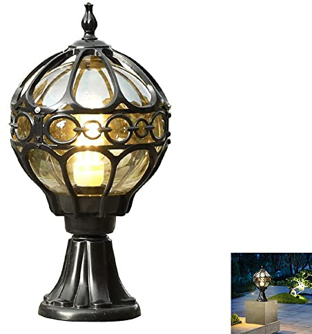 Chao Zan Sockelleuchte Außen Retro Kugel Bronze Gartenleuchte Wasserdichte IP65 E27 Zaunleuchte Glas Terrasseleuchte Im Freien Innenhöfe Gartenlampe Metall kreativ modern Balkon Wegeleuchte Hof