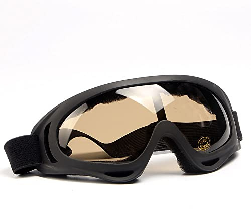 Schutzbrille Winddichte Skibrille UV-Schutz Geschlossene Staubdichte Sportbrille Helmkompatible für Radfahren Skifahren Motorrad, Unisex - Hellbraun