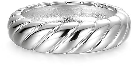 AVECON 925 Sterling Silber Ring für Herren Damen, 6mm Breite Twist Kabel Eheringe Verlobungsring Klassisch Modern Schmuck Größe 67.2(21.4)