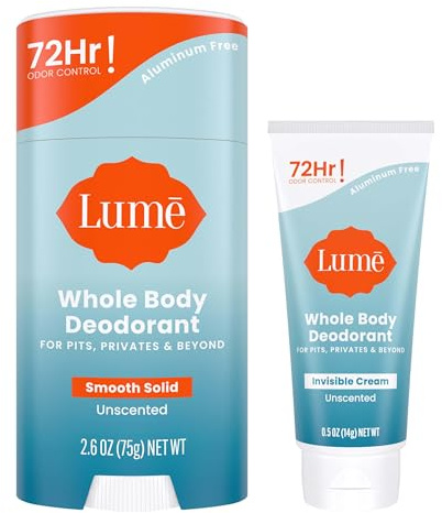 Lume Whole Body Deodorant - Cream Tube Mini + Stick Bundle - (Unscented)