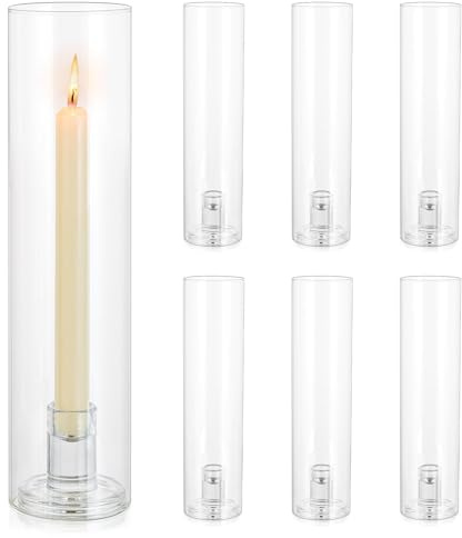 Inweder Glas Kerzenhalter mit 30cm Glaszylinder für Kerzen, 6 Stück | Ohne Boden, 2.8 mm Dickes Glas, Kerzenständer Stabkerzen für Außen, Hochzeit, Tischdeko, Party, Weihnachten, Wohnkultur