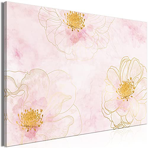 B&D XXL - Akustikbild Blumen Bilder Akustikschaum Hochleistungsschallabsorber Schallschutz Leinwand 1 tlg Wandbild Raumakustik Schalldämmung Natur Pflanzenmotiv Abstrakt rosa