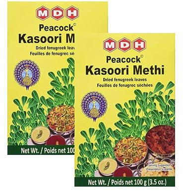 MDH Various Seasoning Masala Powder - Spices Mix Curry Masala Recipe Mixes Casserole Seasoning Herbs - Aromatic & Enhances the flavor of the meal (Kasoori Methi (100g), Pack of 2)