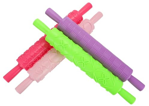 MAGICLULU 4 Pezzi Di Mattarello Decorato Per - Da Forno in Plastica Goffrata - Strumento Per Lavoretti Per Feste Per Bambini