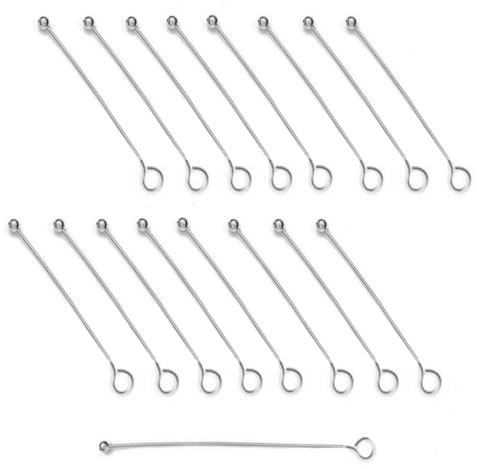 My-Bead 40 Stück Ösenstifte mit Kugel 50mm 925 Sterling Silber Kettelstifte Eye Pins Juweliers- Qualität DIY