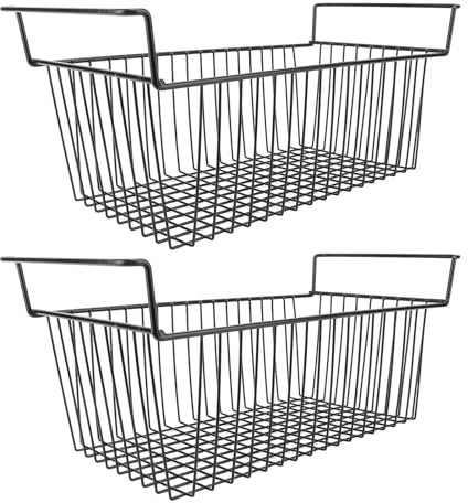 Organizador Congelador 2 Unidades Estante Almacenamiento Apilable Metal Resistente Polietileno Rejilla Fácil Limpieza para Congeladores, Neveras, Armarios, Cocina, Hogar, Alimentos Frescos, Snacks