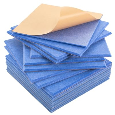 Akustikplatten Selbstklebend, 18 Stück Hohe Dichte Schallabsorber, Schalldämmung Wand, Akustikschaumstoff-Matten, Akustikpaneele für Decken Tür und Akustische Behandlung, 30 * 30 * 0.9cm (Blau)