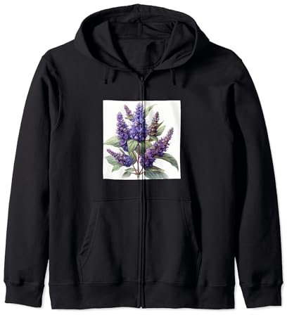Anise Hyssop Flower Cottagecore Graphic Zip Hoodie