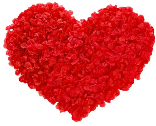 Lafefe 1200 petali di rose artificiali petali di rosa usa e getta per matrimoni, petali di rose rosse per matrimoni, San Valentino, compleanno, centrotavola - rosso