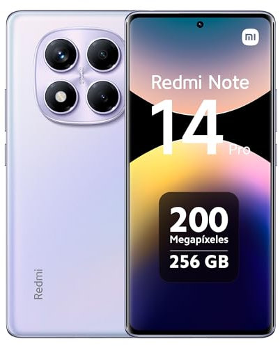 Smartphone Xiaomi Redmi Note 14 Pro, 8+256GB, fotocamera AI di livello professionale da 200MP, batteria da 5500mAh, fotocamera selfie da 32MP, funzionalità AI (caricabatterie non incluso), Viola