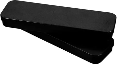 SHOWERORO 2pcs Black Tinplate Pencil Case Stylish Rectangular Metal Pen Holder for School Supplies Multi-functional Organizer Lid for Students