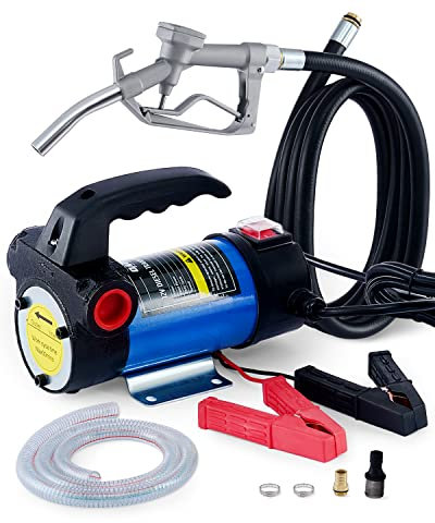 ORION MOTOR TECH Diesel Transfer Pump, 12V Fuel Transfer Kit with Nozzle & Hoses, 12 gpm Portable Electric Fuel Pump for Oil Change, Automotive Marine Self Priming Oil Extractor Suction Pump