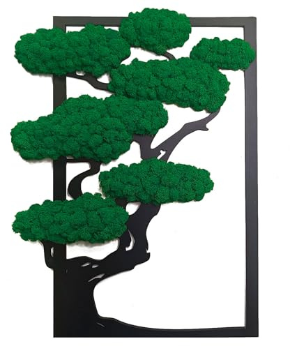 Scandinavian Moss Moosbilder in Form Eines Baumes - Schön Aussehender Wand Baum - Bringen Sie Leben Ihre Wohnung - Wandbild aus Natürlichen Rohstoffen und Deko Moos 50x31cm Moosdekoration Rentiermoos
