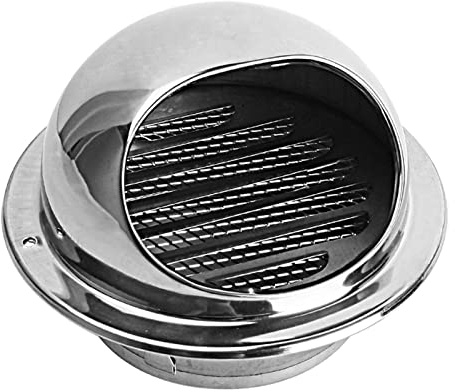 304 Stainless Steel Round Exhaust Grille Louvered Vent, Wall Air Ventilation Outlet Hood Weatherproof, With Built-in Fly Screen Mesh, Vent Built-in Fly Screen Mesh, For Flats Apartment( 110mm/4.3in)