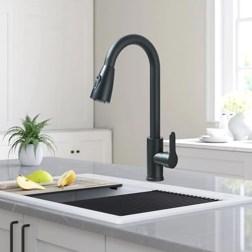Kitchen taps Single Lever Mixer with Hand Shower Telescopic high Pressure 360° Swivel Kitchen Sink Mixer Stainless Steel,Sliver
