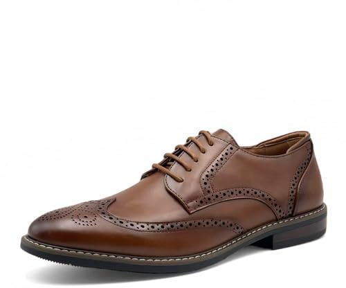 Finishing & Sewing Herren Brogue Oxford Schnürschuhe, Braunes Leder, Klassischer Wingtip-Design (Braun, Erwachsene, Herren, 42, Numerisch, EU Schuhgrößensystem, M)