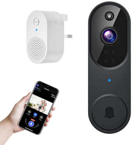Orbitell 1080p Wireless Wi-Fi Video Doorbell Camera with Two Way Audio, AI Motion Detection, Night Vision and Cloud Storage, 2.4G Wi-Fi only (Black)