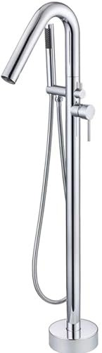 SdaryWare Mitigeur Bain-Douche sur Pied chromé, mitigeur monocommande pour Baignoire, mitigeur Bain-Douche sur Pied, Montage au Sol, chromé(Chrome)