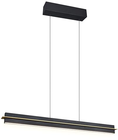 Trio Leuchten LED Pendelleuchte Emerson 346710180, Metall Schwarz matt/goldfarbig, inkl. 22 Watt LED, höhenverstellbar, Lichtfarbe stufenlos einstellbar, 4-fach Touch