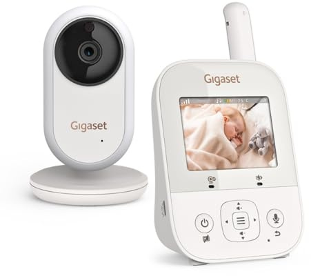 Gigaset Baby 300 Video Baby Monitor, Schermo 2,8 Pollici, Cream White | Audio bidirezionale, tecnologia FHSS, luce notturna, [Versione Italiana]