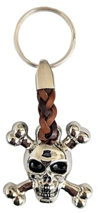 Pendentif Porte-clés Anneau en métal d’épaisseur 2 mm, Lanière en Similicuir, Longueur Totale env. 9cm-11cm