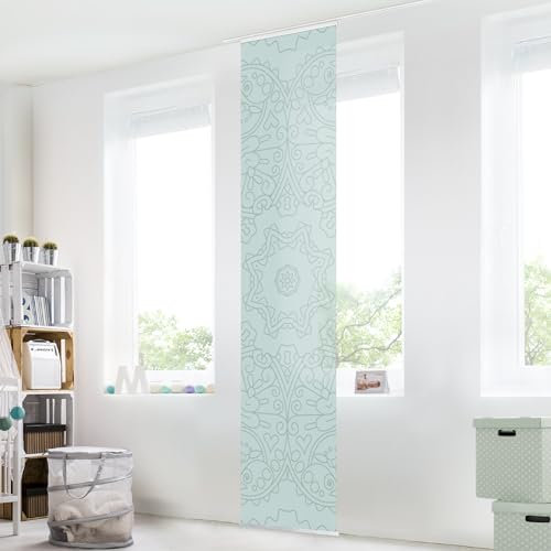 micasia Schiebegardine halbtransparent 60er Paneel Klett Muster Textil lichtdurchlässig - Mandala Modern Flächenvorhang Pastell Wohnzimmer Schlafzimmer 2543 (60x250 cm - 1 St.)