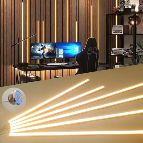 ATA LED Recessed Lighting Kit for Wall Panels - 6pcs Self-Adhesive Wall LED Lights for Interior Wall Decor, 3000k Touching Switch Light for Wood Slat Wall Panels (Touch Sensor Switch)