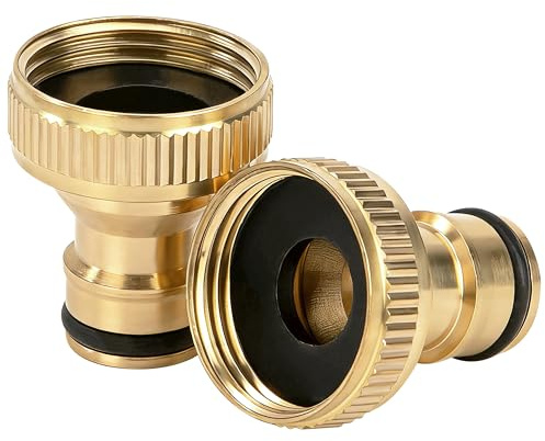 Elegrip Raccordi Rapidi in Ottone 3/4 Femmina - Giardino Raccordo Rubinetto Tubo, Innesto Rapido Adattatore Filettato per Irrigazione, Pistola Acqua e Sprinkler (2 Pezzi)
