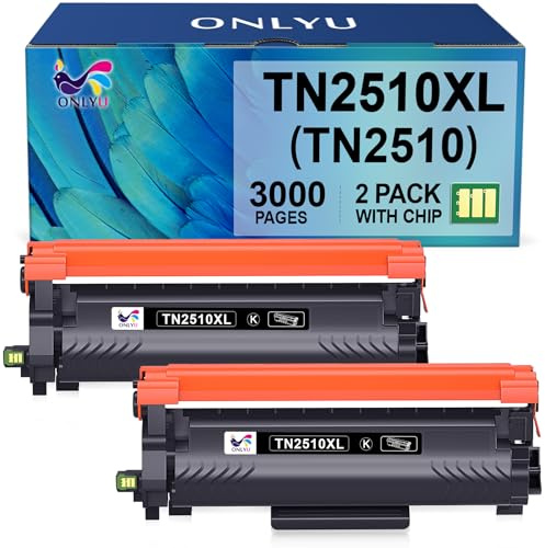 ONLYU TN2510 TN2510XL TN 2510XL TN-2510 XL HL-L2400DWE HL-L2400DW Toner | Kompatibel mit Brother HL-L2445DW DCP-L2627DWE MFC-L2800DW DCP-L2660DW DCP-L2665DW MFC-L2827DWXL MFC-L2860DWE (2 Schwarz)