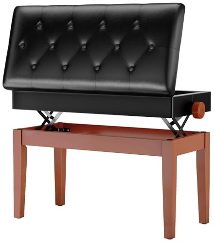 MAMIZO Klavierhocker Höhenverstellbar 48-58CM, Pianobank mit Stauraum