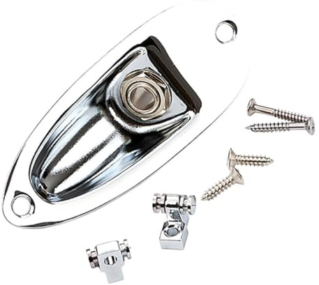 ARTSEWPLY Silbernes Gitarrenzubehör Satz aus Metall Saitenhalter Klinkenbuchsenplatte für E-gitarren Rostfrei und Kompakt Zubehör für Musikinstrumente