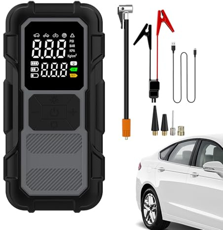 Arrancador portátil – Iluminación LED de 12 V 4000 A | Dispositivo de arranque para vehículos con compresor de aire | para el día a día, trabajo y viajes largos