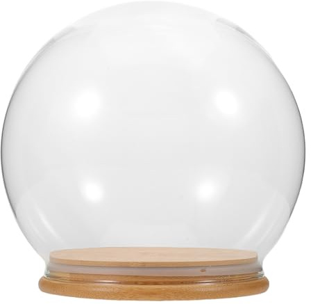 Alipis Cloche en Verre Ronde 165 CM avec Socle en Bambou Dôme Anti-Poussière pour Fleurs Éternelles Vitrine Décorative Polyvalente pour Collection et Exposition Intérieure