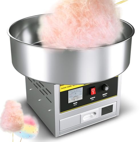Sockervaddsmaskin, 1200W Catering Kommersiell Sockervaddsmaskin Med Justerbar Temperatur, Rostfritt Stål, Elektriska Sockervaddsmaskiner För Födelsedag, Bröllop silver