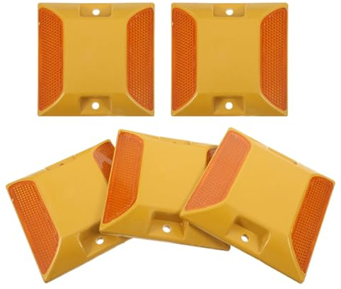 JECOMPRIS Balises Routières Réfléchissantes Robustes et Solide en Plastique Jaune Installation Facile Lot de 5 pour Sécurité des Routes et Allées