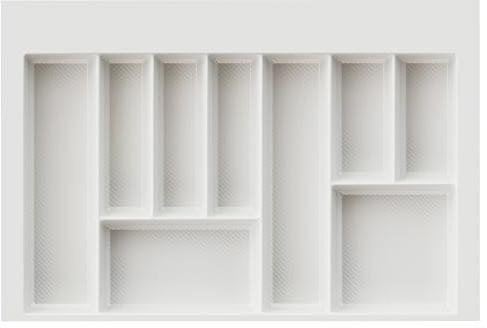 Sossai Besteckeinsatz Divio Grip für 80cm breite Schubladen, 75x49 cm - zuschneidbar, 9 Fächer, Farbe: Weiß, Besteck-Organizer aus robustem Kunststoff