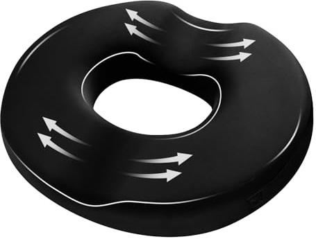 MorNon Coussin de Siège en Anneau Ergonomique, Noir | Mousse à Mémoire 45D, Soulagement Coccyx et Périnée, Pour Chaise Bureau Maison Voiture, Antidérapant, Coussin Hémorroïdes