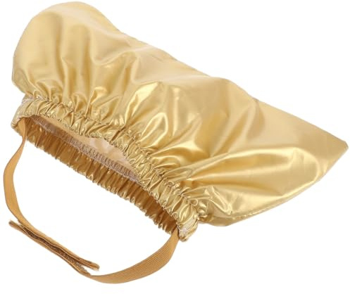 ULTECHNOVO Gorro de Ducha para Proteger Orejas para Mascotas con Correa Ajustable Dorado y Material Flexible de Satén y Eva Baño de Perros y Gatos