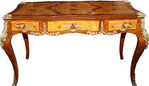 Casa Padrino Luxus Barock Schreibtisch mit 3 Schubladen Braun/Gold B 141 cm, T 71 cm - Sekretär Luxus Möbel