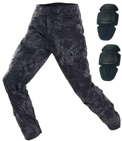HANSTRONG GEAR Taktische Herrenhosen Militär Armee Airsoft Paintball Schießen Kampf Hosen mit herausnehmbaren Kniepads, Camouflage (TYP, 32W)