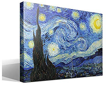 cuadrosfamosos.es | Cuadro | Canvas | Wall Art | La Noche Estrellada de Vincent Willem Van Gogh | Impresión Giclée sobre lienzo de algodón 100% | Bastidor de 3cm | 70x95cm