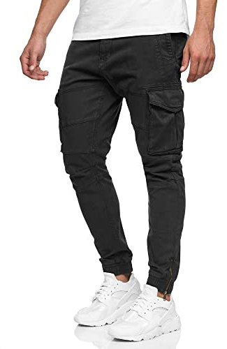 Indicode Herren Alex Cargohose Freizeithose aus 98% Baumwolle mit 6 Taschen | Strapazierfähige Outdoorhose aus Baumwollmaterial, Freizeithose, Cargohose, Arbeitshose, bequeme Stoffhose für Männer