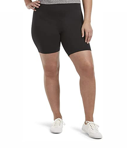 Hue Women's High Waist Blackout Cotton Bike Shorts, Assorted, black, M