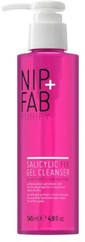 Nip+Fab Salicylic Fix, Gel detergente viso idratante con acido salicilico, Niacinamide, Acido BHA, 145 ml