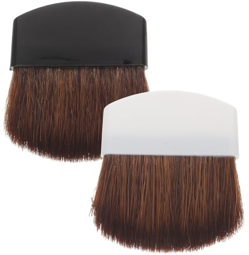 Minkissy 2 StüCk Mini-Make-up-Pinselset Flacher Puderpinsel, Rougepinsel Und Highlighter-Pinsel FüR Damen – Make-up-Werkzeuge FüR PräZises FüR PräZises Gesichtsmake-up Unterwegs