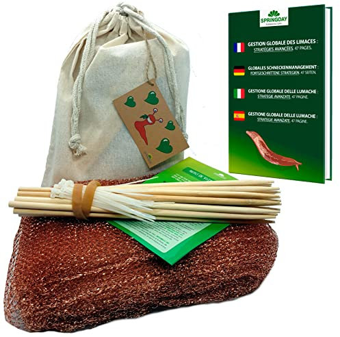 Schneckenschutz-Kupfernetz 2.0 (10 m) : 15 cm Höhe, reines Kupfer mit doppelter Masche, 20 Bambusstäben und 20 Befestigungen | Gemüsegarten und Blumen Schneckenschutz | Kupferband gegen Schnecken.