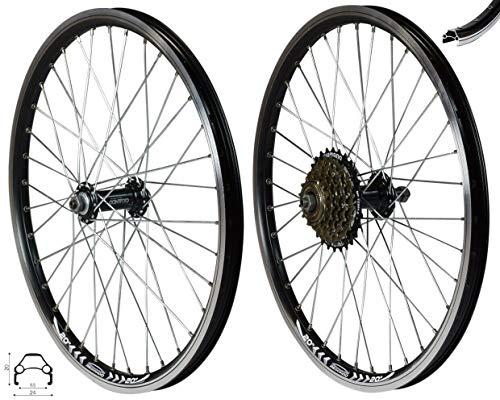 Redondo 20 Zoll Laufrad Set VR + HR Felge QR Schwarz + 6 Fach Kranz