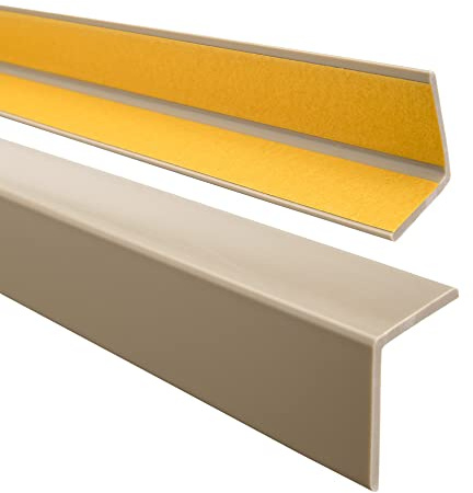 Quest Winkelprofil PVC 35x35 mm selbstklebend - Beige, 200 cm | Elastischer Eckschutz & Abschlussleiste, für Wand-, Möbel- & Türkanten, feuchtigkeitsbeständig, leicht zu montieren