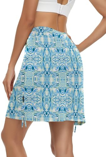 Soneven Hosenrock Damen Knielang Kurz Tennisrock Wanderrock Damen mit Innenhose Sport Rock Tennis Skirt mit Taschen und Verstellbare Kordelzug Mini Rock