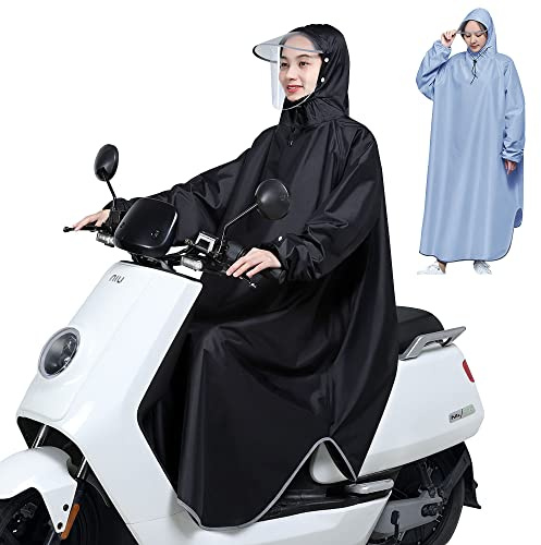 XVBVS Poncho Antipioggia con Cappuccio Mantella Pioggia Leggera con Tesa, Poncho a Maniche Lunghe Impermeabile per Uomo Donna Adulto Moto, Scooter per Mobilità, Ciclismo, Escursionismo